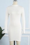 Vita Casual Solid Basic långärmade klänningar med turtleneck