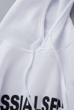 Blu navy stampa casual patchwork colletto con cappuccio manica lunga due pezzi