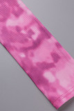 Monos ajustados con cuello en V y patchwork con estampado de Casual Living rosa intenso