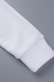 Due pezzi manica lunga colletto con cappuccio patchwork stampa casual grigio chiaro