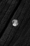 Темно-серая повседневная однотонная лоскутная пряжка с отложным воротником Верхняя одежда