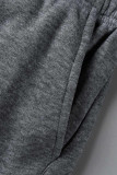 Grey Casual Street Solid Bandage Hollowed Out Patchwork Hooded Collar Long Sleeve Two Pieces