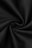 Robe à manches courtes à col rond et patchwork uni à la mode noire Robes de grande taille