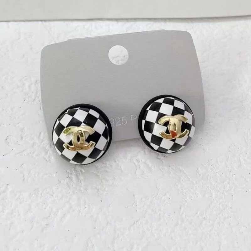 

Black And White Street Plaid Geometric Patchwork Earrings