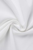 Witte casual effen patchwork gevouwen off-shoulder tops in grote maten