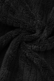 Vêtement d'extérieur à col rabattu et à boucle en patchwork uni décontracté noir