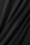 黒のセクシーなソリッドパッチワークシースルーOネックペンシルスカートドレス