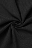 Черные сексуальные однотонные прозрачные платья в стиле пэчворк с круглым вырезом и юбкой-карандашом
