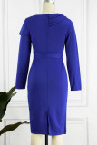 Purple Elegant Solid Patchwork Fold Asymmetrical Asymmetrical Collar Dresses