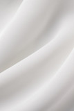 Vestidos de manga larga con cuello encapuchado asimétrico de patchwork sólido casual blanco