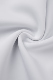 Robes blanches élégantes solides patchwork O cou droites grande taille