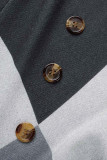 Tops con cuello en O de patchwork con estampado de bultos de color gris casual