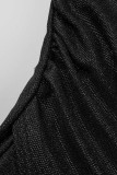 Robes de jupe en une étape à col en V asymétrique en patchwork solide rose sexy