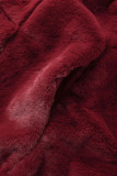 Capispalla casual con colletto con cappuccio in cardigan patchwork solido rosso
