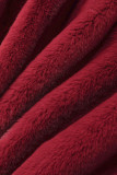 Rood casual effen patchwork vest bovenkleding met capuchon en kraag