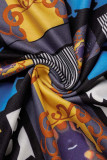 Robes droites multicolores décontractées imprimées patchwork demi-col roulé