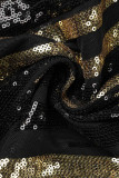 Черные сексуальные однотонные облегающие комбинезоны в стиле пэчворк с круглым вырезом и вышивкой