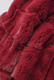 Vêtement d'extérieur décontracté solide patchwork cardigan col à capuche rouge