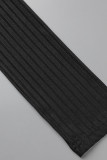 Macacão skinny preto casual patchwork sólido decote em v
