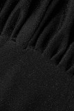 ブラック セクシー ソリッド バンデージ パッチワーク バックレス スパゲッティ ストラップ ペンシル スカート ドレス