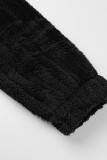 Prendas de abrigo de cuello vuelto con hebilla de patchwork sólido casual negro