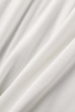 Weiß Sexy Casual Solid Patchwork V-Ausschnitt Langarm Zweiteiler