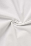 Branco sexy casual sólido patchwork decote em V manga longa duas peças
