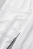 Patchwork scavato in tinta unita per abbigliamento sportivo casual bianco