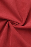 Red Street Solid Bandage Patchwork Zipper Umlegekragen Oberbekleidung