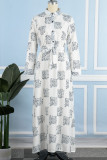 Платье-рубашка с отложным воротником и пряжкой в ​​полоску, повседневное с принтом в стиле пэчворк, платья