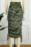 Camouflage Fashion Casual Print Draw String Jupes taille haute régulières