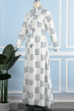 Платье-рубашка с отложным воротником и пряжкой в ​​полоску, повседневное с принтом в стиле пэчворк, платья