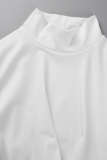 タートルネックペンシルスカートドレスの半分をくり抜いた白いセクシーな固体