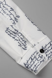 Robe chemise à col rabattu à imprimé décontracté noir et blanc
