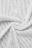 Blanc Sexy Solide Évidé Patchwork Transparent Fente Col Asymétrique Robe Irrégulière Robes