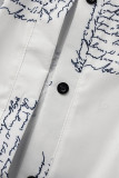 Robe chemise à col rabattu à imprimé décontracté noir et blanc