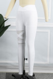 Белая повседневная спортивная одежда Однотонный ажурный Пэчворк