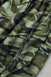 Kamouflage Mode Casual Print Draw String Vanliga hög midja kjolar