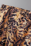 Estampado de leopardo Sexy Patchwork de leopardo Flaco Lápiz de cintura alta Pantalones con estampado completo
