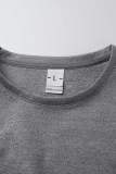 Grey Daily Print Letter O Neck Tops