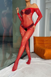 Biancheria sexy rossa di giorno di biglietti di S. Valentino con strass trasparente della rappezzatura del partito