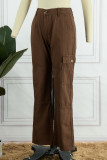 Коричневые повседневные прямые джинсы со средней посадкой из плотной ткани в стиле пэчворк