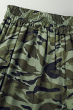 Camouflage Fashion Casual Print Draw String Regular High Waist Skirts