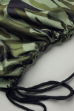 Camouflage Fashion Casual Print Draw String Regular High Waist Skirts