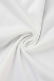 Белый модный повседневный принт в стиле пэчворк с круглым вырезом и длинным рукавом из двух частей