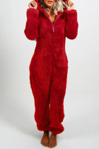 Monos sandía rojo casual living sólido patchwork cuello con capucha regular