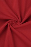 Красный модный сексуальный сплошной бинт без спинки с разрезом и круглым вырезом, обычные комбинезоны