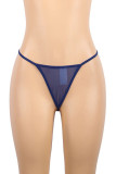 Blue Sexy Solid Hollowed Out Patchwork See-through Valentines Day Lingerie