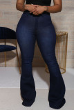 Svarta Casual Solid Patchwork jeans med hög midja