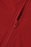 Combinaisons décontractées solides patchwork dos nu perceuse chaude col oblique skinny rouge